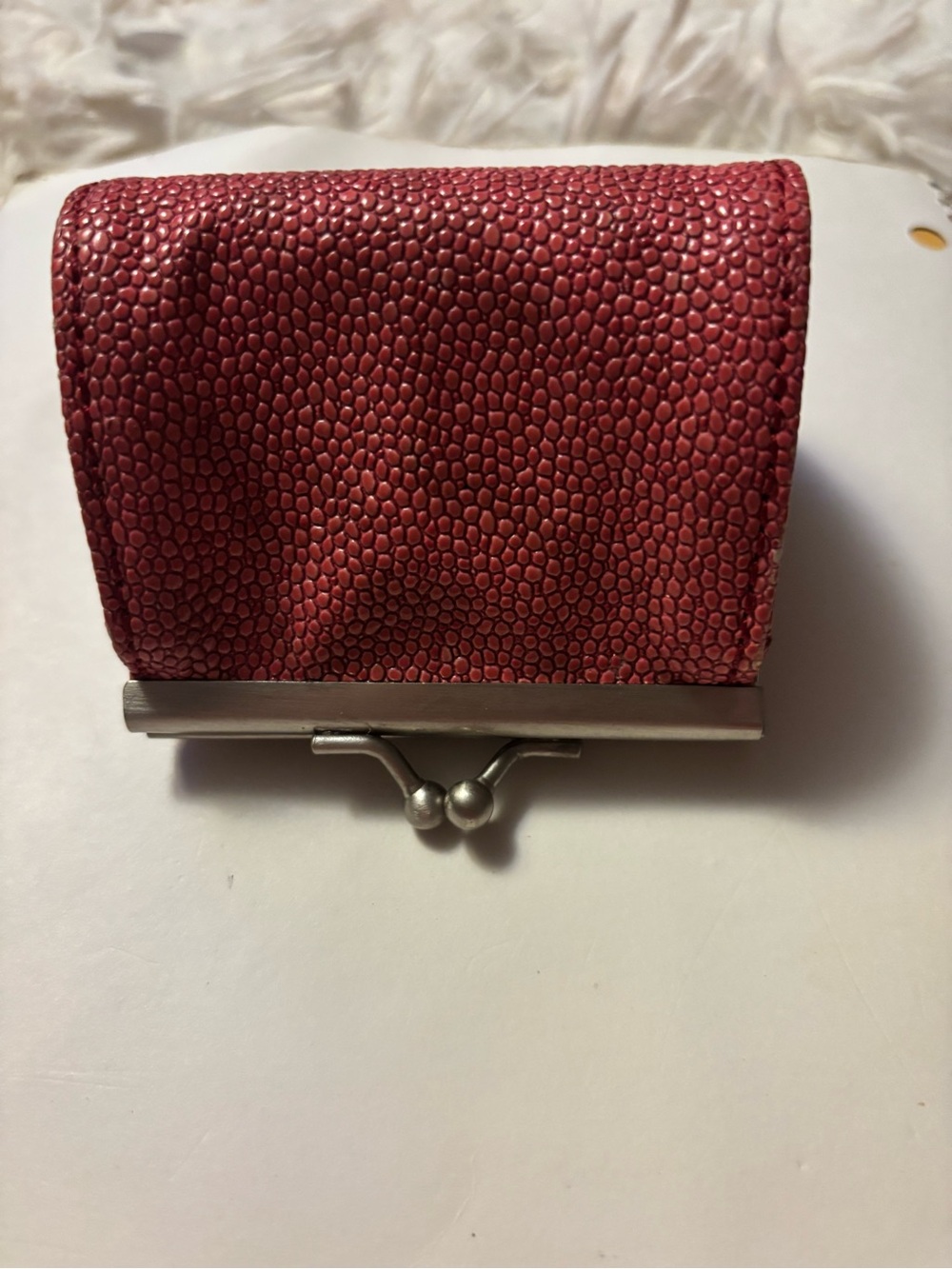 The Limited Red Textured Kiss-Lock coin purse